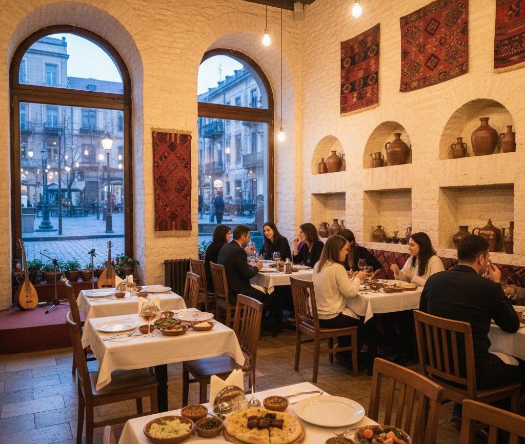 Essen und Trinken in einem Restaurant in Georgien