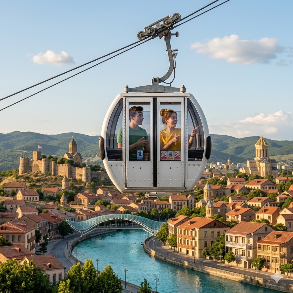 In Tbilissi mit der Seilbahn fahren